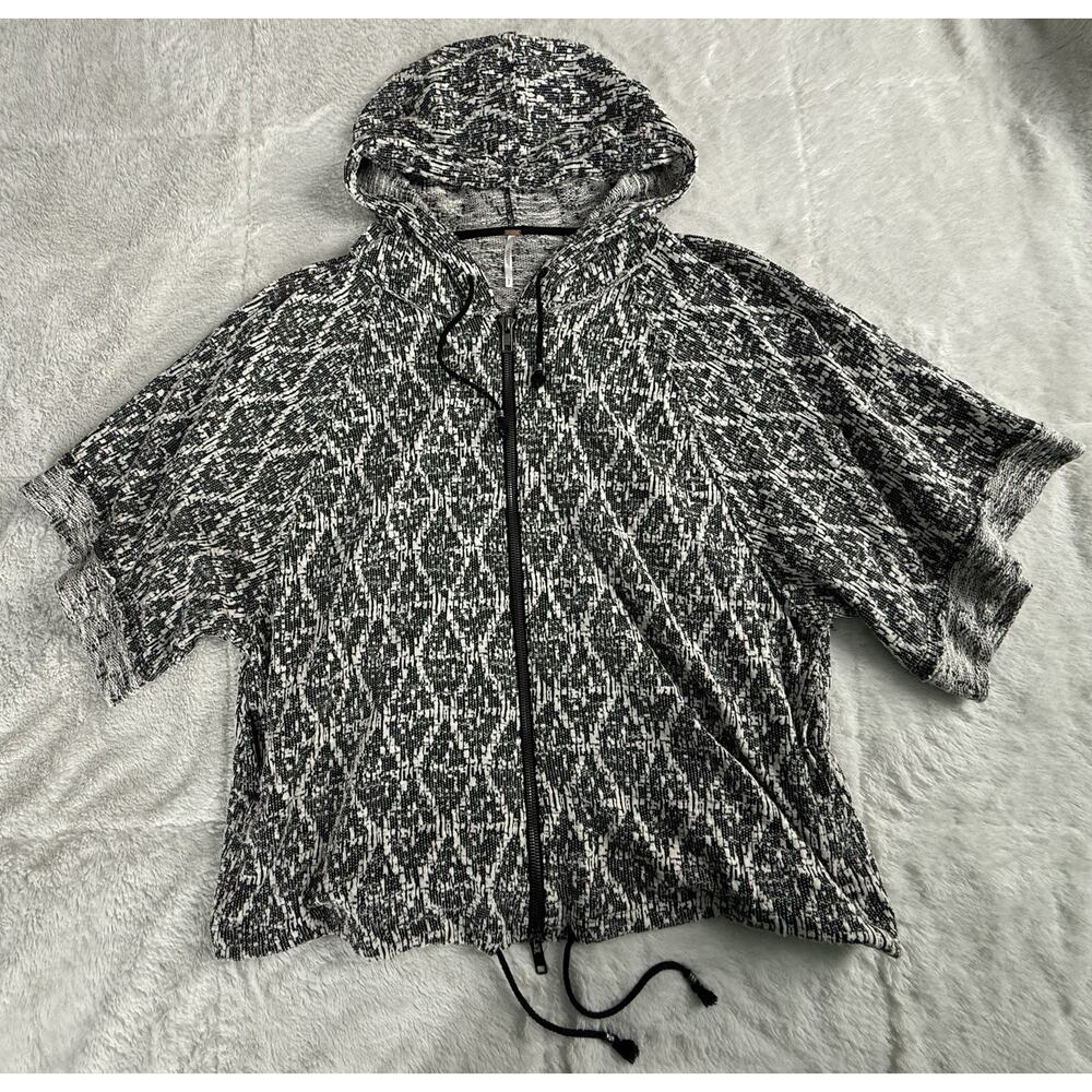 Free People Santa Fe Kimono Hoodie 3/4 Sleeve Full Zip Jacket Oversized Sz S